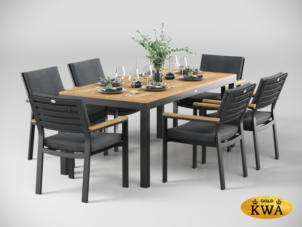 Premium Bella обеденная группа серый 180 стул 57х62х85