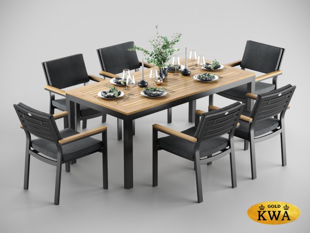 Premium Bella обеденная группа серый 180 стул 57х62х85