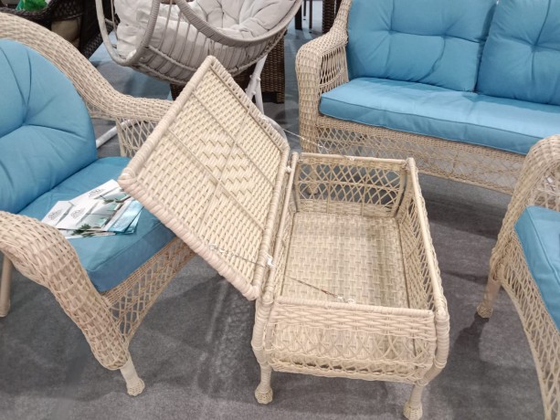 Плетеный комплект для отдыха из искусственного ротанга  LV-520 White-Blue