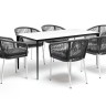 "Малага" обеденная группа на 6 персон со стульями "Марсель", каркас белый, роуп серый