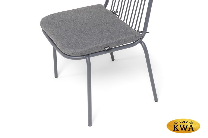 "Кастелло" стул плетеный из роупа, каркас из стали темно-серый (RAL7024) муар, ткань темно-серая 027