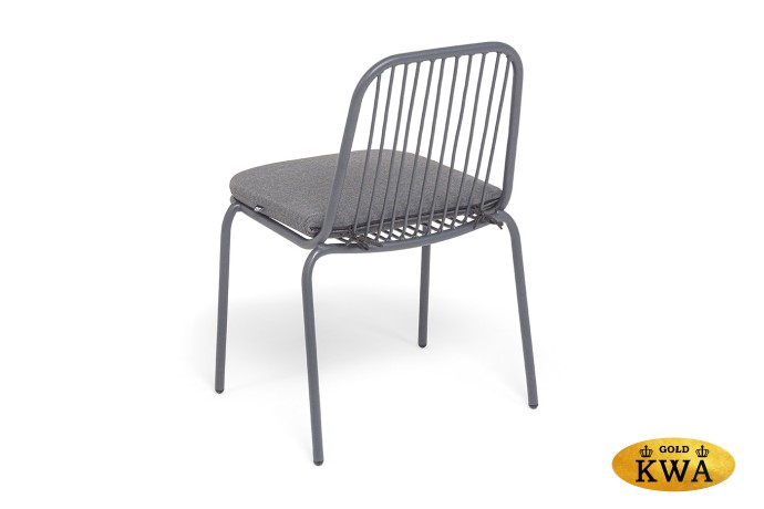 "Кастелло" стул плетеный из роупа, каркас из стали темно-серый (RAL7024) муар, ткань темно-серая 027
