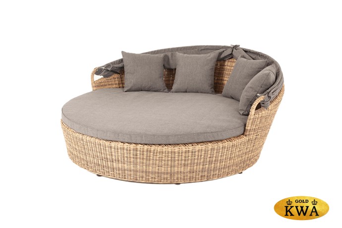 "Стильяно" плетеная кровать круглая, цвет соломенный