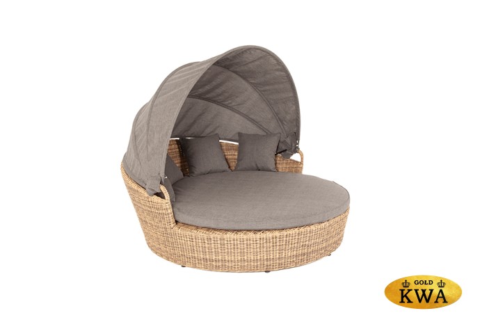 "Стильяно" плетеная кровать круглая, цвет соломенный