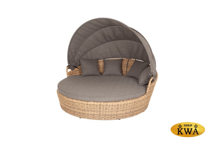 "Стильяно" плетеная кровать круглая, цвет соломенный