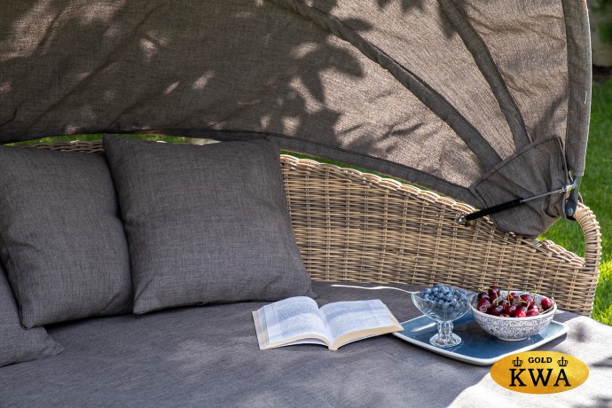 "Стильяно" плетеная кровать круглая, цвет соломенный