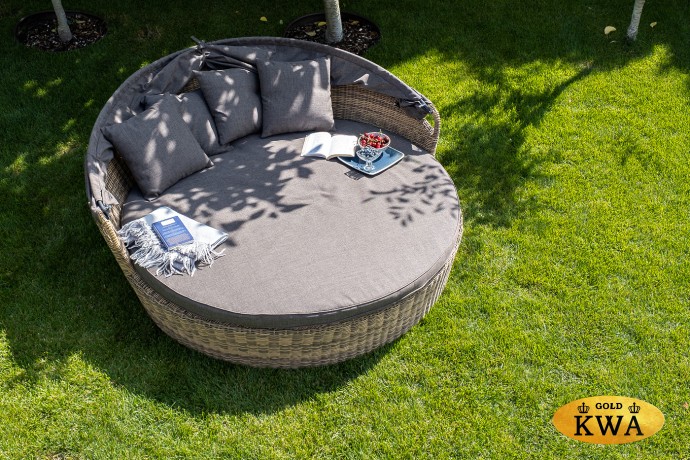 "Стильяно" плетеная кровать круглая, цвет соломенный