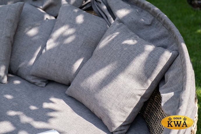 "Стильяно" плетеная кровать круглая, цвет соломенный