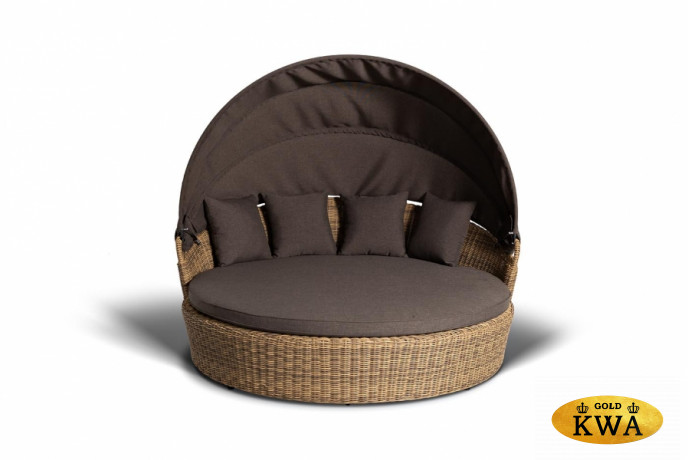 "Стильяно" плетеная кровать круглая, цвет соломенный