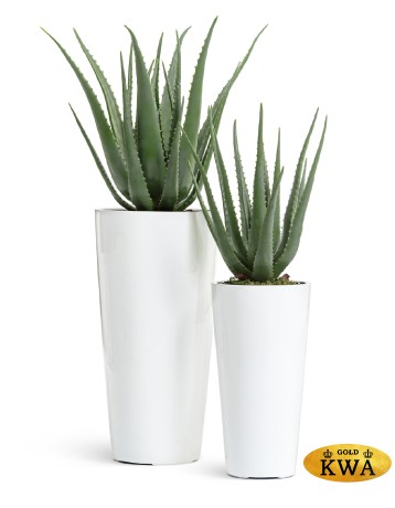 Кашпо TREEZ Effectory Gloss Высокий конус Белый глянцевый лак в-90 см, д-40 см