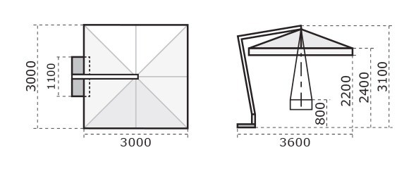 Зонт профессиональный 3х3 м