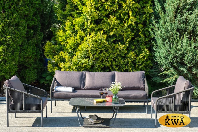 "Канны" лаунж-зона 5-местная плетеная из роупа (веревки), цвет темно-серый