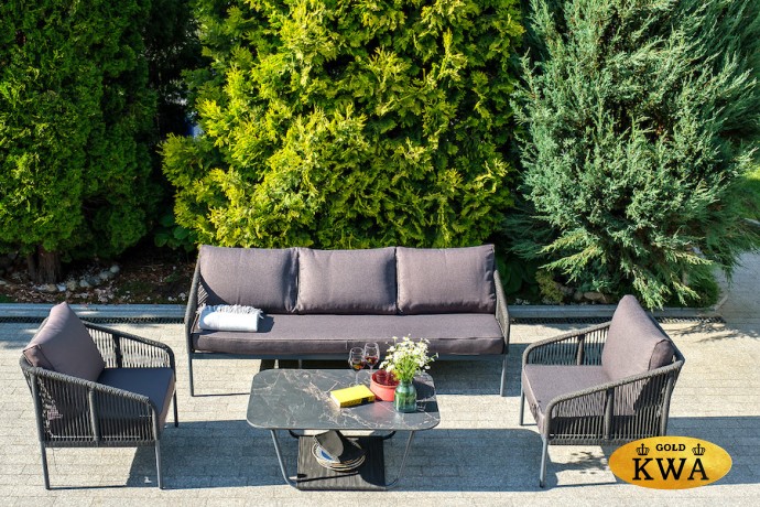 "Канны" лаунж-зона 5-местная плетеная из роупа (веревки), цвет темно-серый