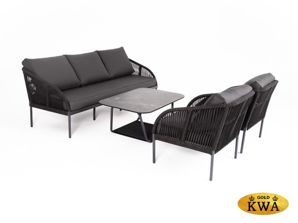 "Канны" лаунж-зона 5-местная плетеная из роупа (веревки), цвет темно-серый