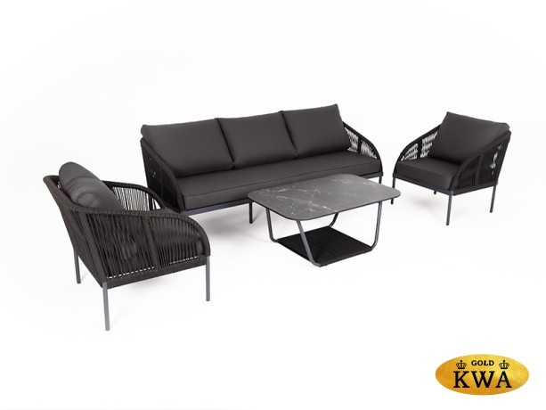 "Канны" лаунж-зона 5-местная плетеная из роупа (веревки), цвет темно-серый