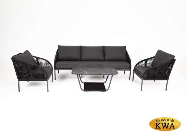 "Канны" лаунж-зона 5-местная плетеная из роупа (веревки), цвет темно-серый