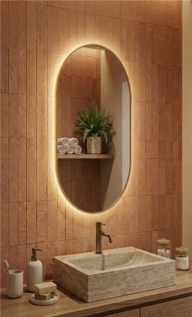 Kapsel S LED Gold Зеркало в раме с подсветкой