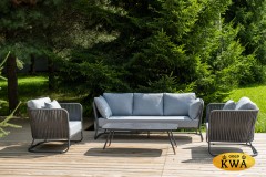 &quot;Багамы&quot; лаунж-зона 5-местная плетеная из роупа (веревки), каркас алюминиевый темно-серый, роуп серый