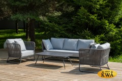 "Багамы" лаунж-зона 5-местная плетеная из роупа (веревки), каркас алюминиевый темно-серый, роуп серый