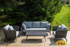 &quot;Багамы&quot; лаунж-зона 5-местная плетеная из роупа (веревки), каркас алюминиевый темно-серый, роуп серый