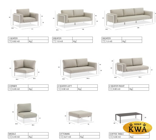 Stockholm Комплект лаунж мебели бежевый/коричневый, алюминий