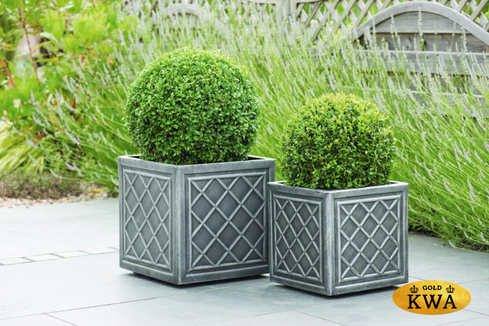 Кашпо Лед квадратное S, Sq.Lead Effect Planter, 27L