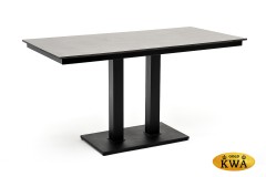 "Каффе" интерьерный стол из HPL квадратный 140х70см, цвет "серый гранит", подстолье двойное черное чугун