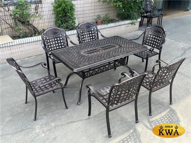 Обеденная группа Teide 6 из литого алюминия с мангалом