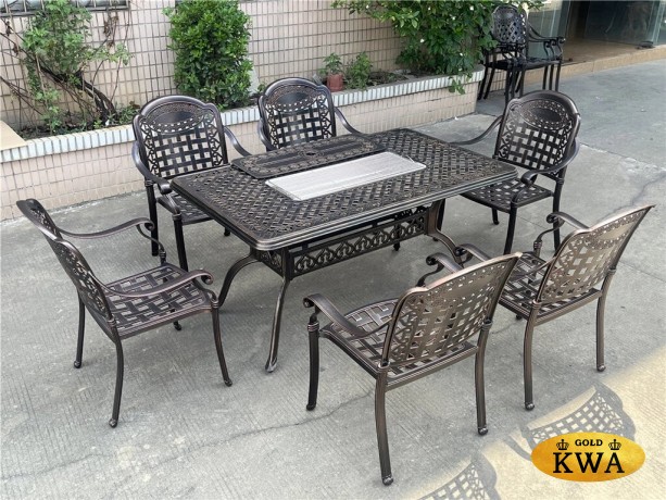 Обеденная группа Teide 6 из литого алюминия с мангалом