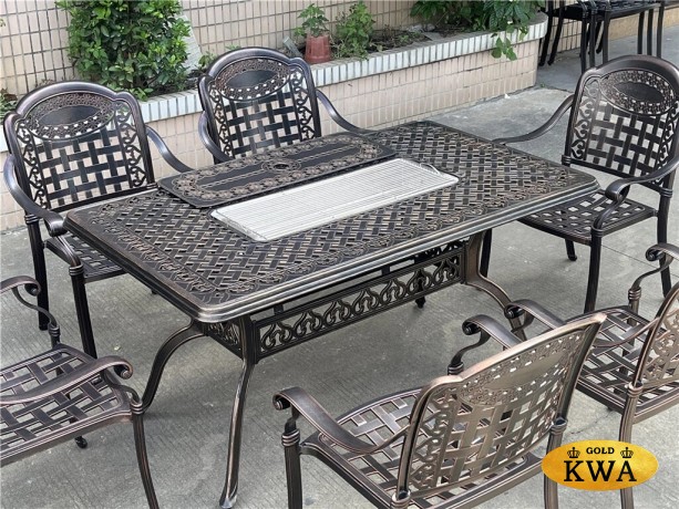 Обеденная группа Teide 6 из литого алюминия с мангалом