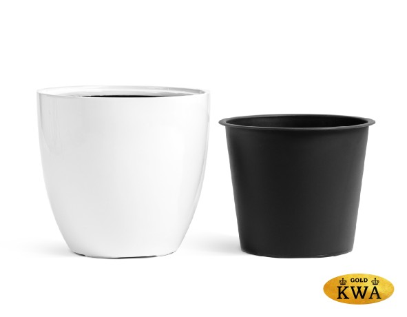 Кашпо TREEZ Effectory Gloss Округлый конус Белый глянцевый лак в-37 см, д-40 см