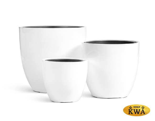 Кашпо TREEZ Effectory Gloss Округлый конус Белый глянцевый лак в-37 см, д-40 см