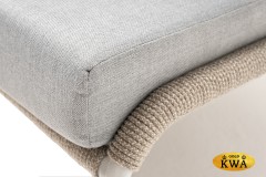 "Милан" кресло плетеное из роупа, каркас алюминий светло-серый (RAL7035) муар, роуп серый меланж круглый, ткань светло-серая