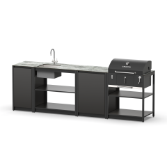 Уличная кухня с барбекю Lounge C-112SB, 2.7 м, черный/серый каспий