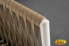 "Касабланка" диван 3-местный плетеный из роупа, каркас алюминий светло-серый (RAL7035) муар, роуп серо-коричневый 23мм, ткань серая 017