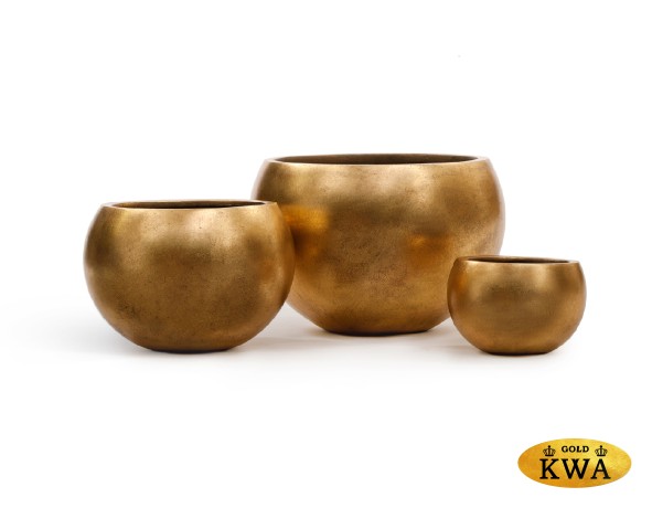 Кашпо TREEZ Effectory Metal Полусфера Сусальное золото д-32 см, в-23 см