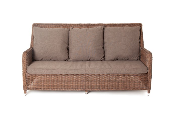 "Гляссе" диван трехместный из искусственного ротанга, цвет коричневый
