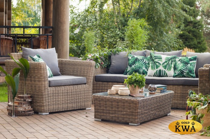 "Капучино" лаунж-зона из искусственного ротанга, цвет соломенный