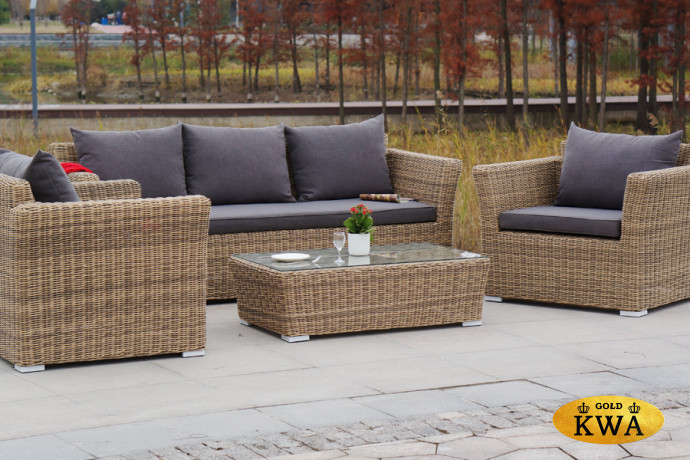 "Капучино" лаунж-зона из искусственного ротанга, цвет соломенный