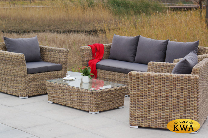 "Капучино" лаунж-зона из искусственного ротанга, цвет соломенный