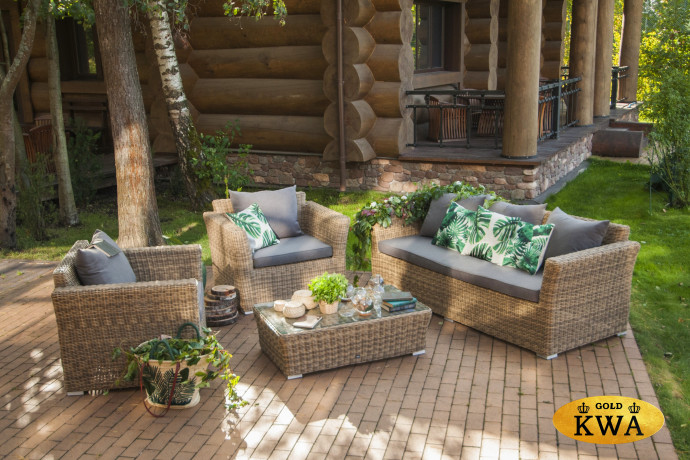 "Капучино" лаунж-зона из искусственного ротанга, цвет соломенный