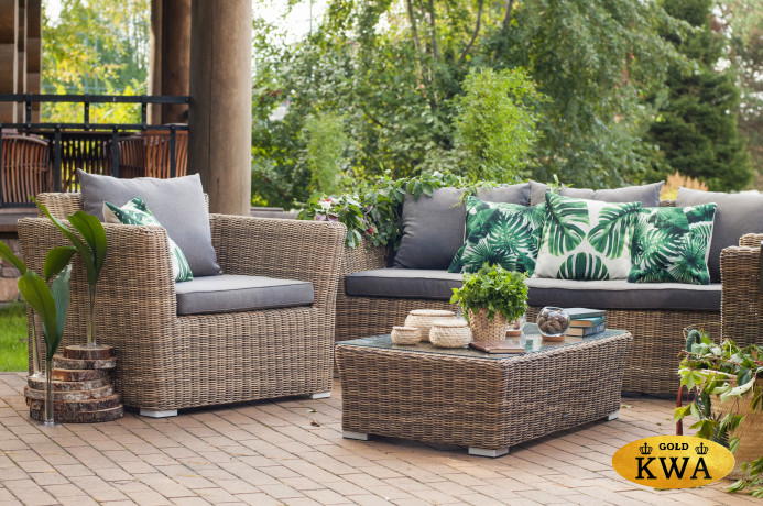 "Капучино" лаунж-зона из искусственного ротанга, цвет соломенный