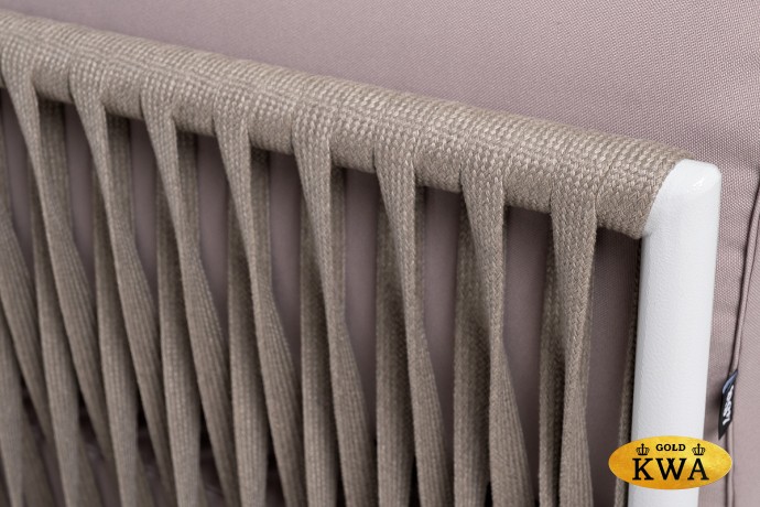 "Касабланка" угловой модуль плетеный из роупа, каркас алюминий светло-серый (RAL7035) шагрень, роуп серо-коричневый 23мм, ткань Neo ash