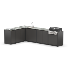 Угловая уличная кухня с грилем Lounge C-121SGP, 3.2х1.9 см, черный/серый каспий