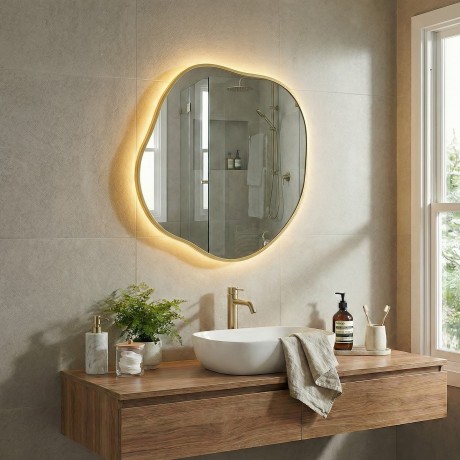Organic L LED Gold Зеркало в раме с подсветкой