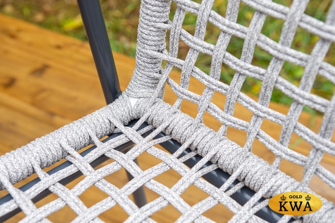 "Тунис" стул плетеный из роупа, каркас алюминий темно-серый (RAL7024), роуп светло-серый