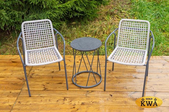 "Тунис" стул плетеный из роупа, каркас алюминий темно-серый (RAL7024), роуп светло-серый