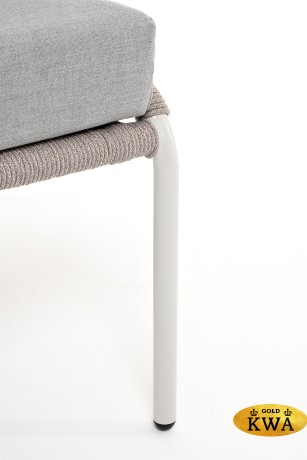 "Милан" диван 2-местный плетеный из роупа, каркас алюминий светло-серый (RAL7035) муар, роуп серый меланж круглый, ткань светло-серая