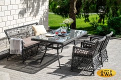 "Катания" обеденная группа плетеная на 4 персоны, цвет графит