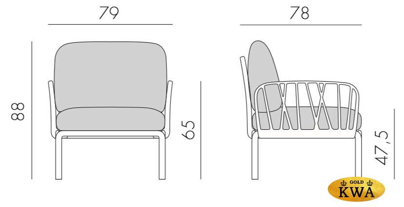 Кресло пластиковое с подушками